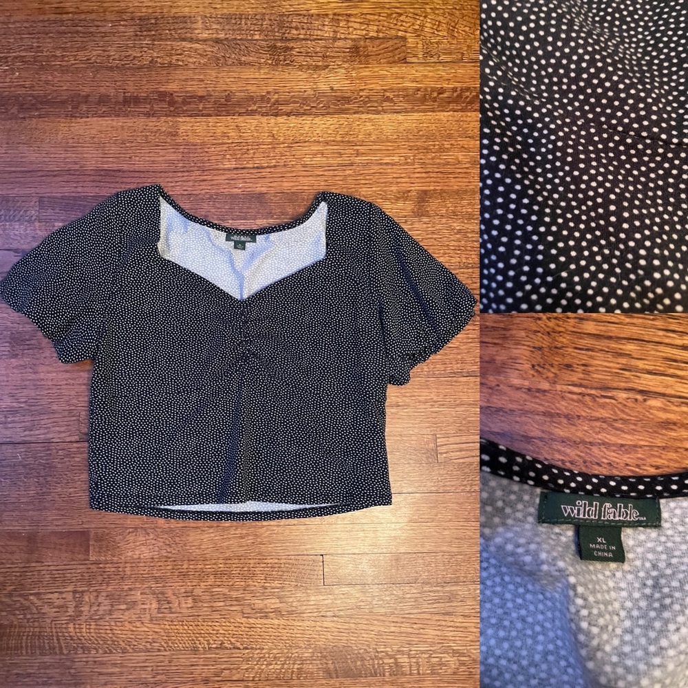 adorable black and white polka dot crop top!